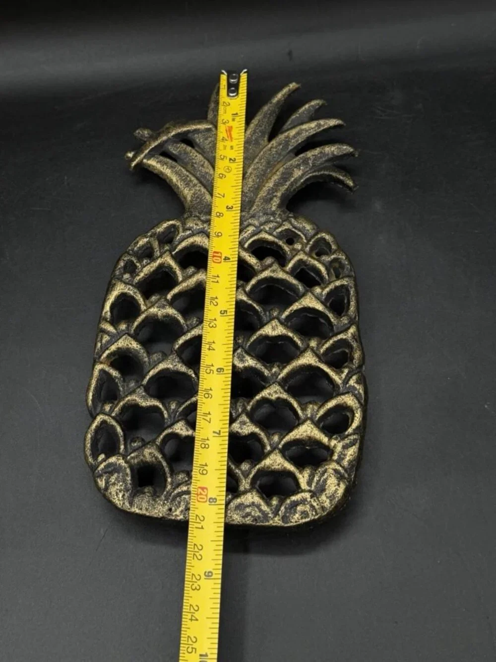 Pineapple Shaped Trivet Brass Color Antique Finish Hot Plate Cast Iron